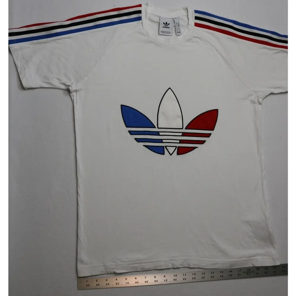 Adidas Originals Tricolor Trefoil Graphic T-Shirt White Men's Size Medium